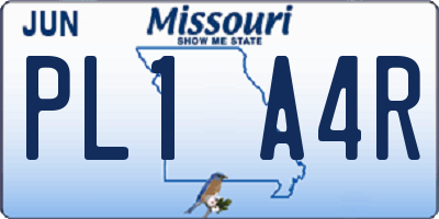 MO license plate PL1A4R