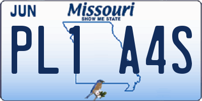 MO license plate PL1A4S