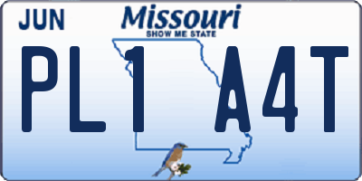 MO license plate PL1A4T