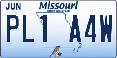 MO license plate PL1A4W