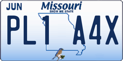 MO license plate PL1A4X