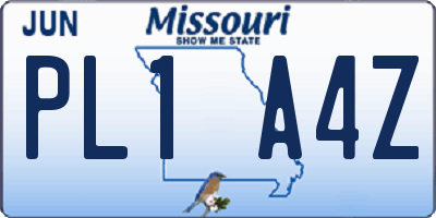 MO license plate PL1A4Z