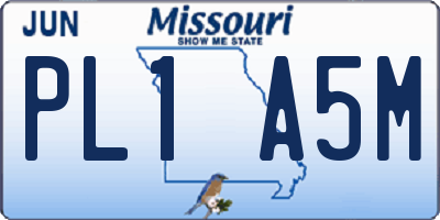 MO license plate PL1A5M
