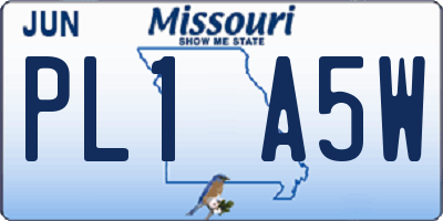MO license plate PL1A5W