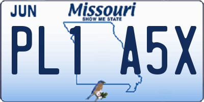 MO license plate PL1A5X