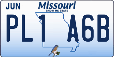 MO license plate PL1A6B