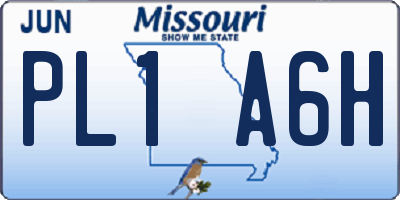 MO license plate PL1A6H