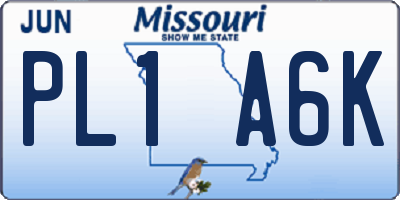 MO license plate PL1A6K