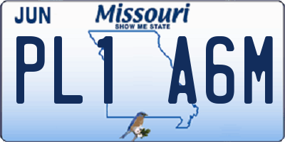MO license plate PL1A6M