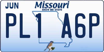 MO license plate PL1A6P