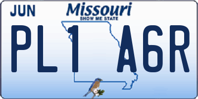 MO license plate PL1A6R