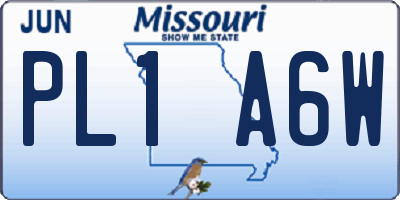 MO license plate PL1A6W