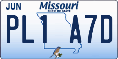 MO license plate PL1A7D