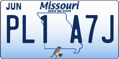 MO license plate PL1A7J