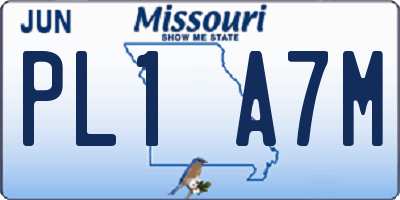 MO license plate PL1A7M