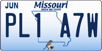 MO license plate PL1A7W