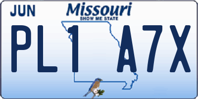 MO license plate PL1A7X