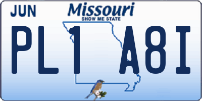 MO license plate PL1A8I