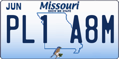 MO license plate PL1A8M