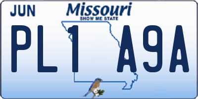 MO license plate PL1A9A