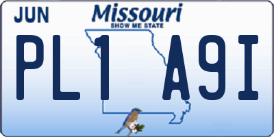 MO license plate PL1A9I