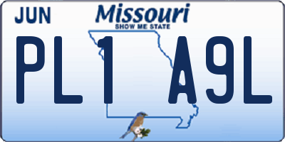 MO license plate PL1A9L