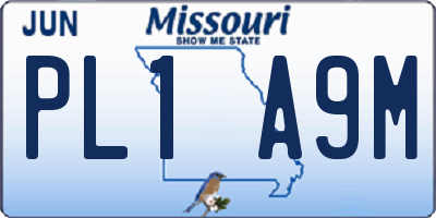 MO license plate PL1A9M