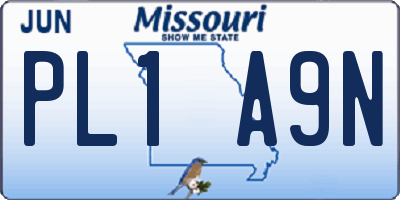 MO license plate PL1A9N