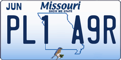 MO license plate PL1A9R