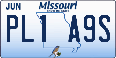 MO license plate PL1A9S