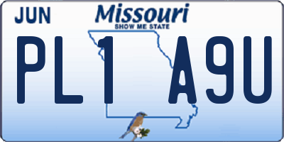 MO license plate PL1A9U