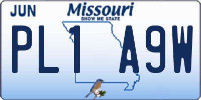 MO license plate PL1A9W