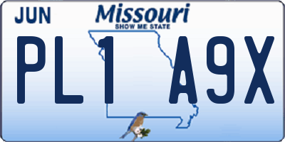 MO license plate PL1A9X