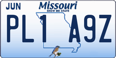 MO license plate PL1A9Z