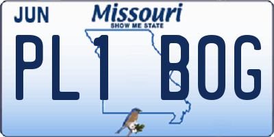 MO license plate PL1B0G
