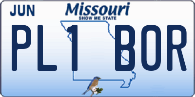 MO license plate PL1B0R