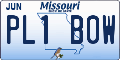 MO license plate PL1B0W