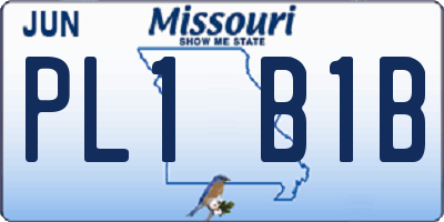 MO license plate PL1B1B