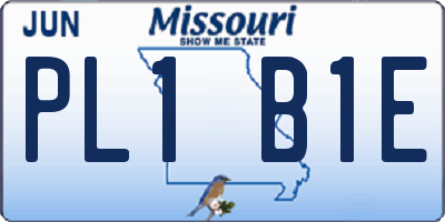 MO license plate PL1B1E