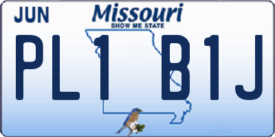 MO license plate PL1B1J