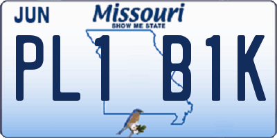 MO license plate PL1B1K