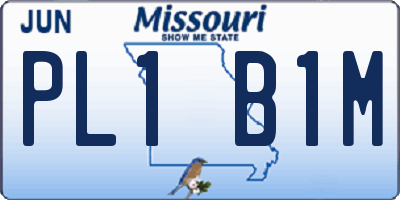 MO license plate PL1B1M
