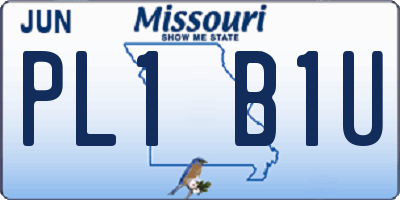 MO license plate PL1B1U