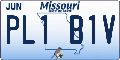 MO license plate PL1B1V