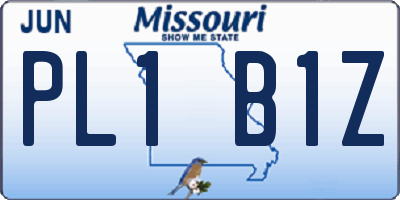 MO license plate PL1B1Z
