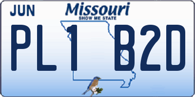 MO license plate PL1B2D