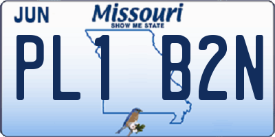 MO license plate PL1B2N