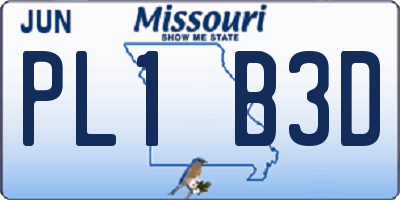 MO license plate PL1B3D