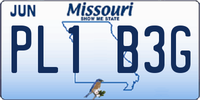 MO license plate PL1B3G
