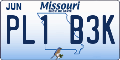 MO license plate PL1B3K